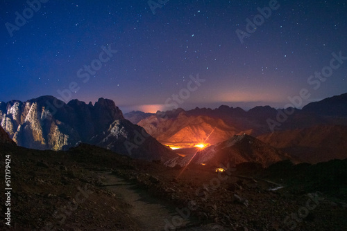 Night view for the mountains and the stars at Sant Catherine, Egypt