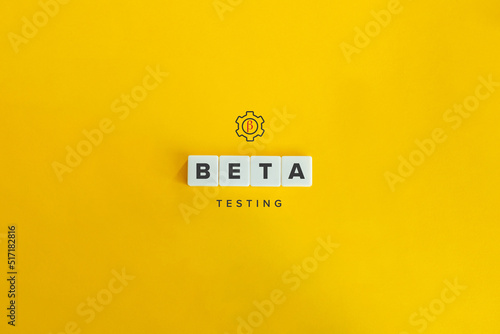 Beta Testing Banner. Word on Block Letter Tiles on Yellow Background. Minimal Aesthetics.