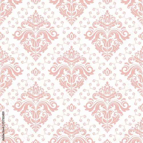 Orient classic pink and white pattern. Seamless abstract background with vintage elements. Orient background. Ornament for wallpaper and packaging