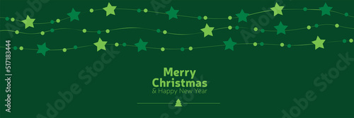 Marry Christmas and Happy new . Christmas stars horizontal design element for card. Vector illustration