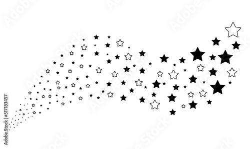 Fototapeta Naklejka Na Ścianę i Meble -  Space Star random fireworks stream. Vector illustration style is flat black iconic symbols on a white background. Object fountain created from scattered design elements.