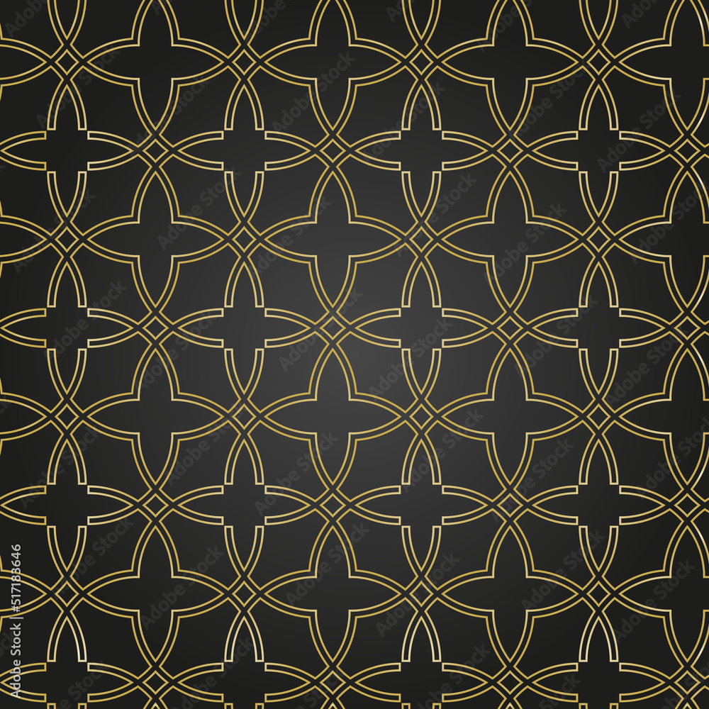 Seamless black and golden ornament in arabian style. Geometric abstract background. Pattern for wallpapers and backgrounds Seamless black and golden ornament in arabian style. Geometric abstract background. Pattern for wallpapers and backgrounds