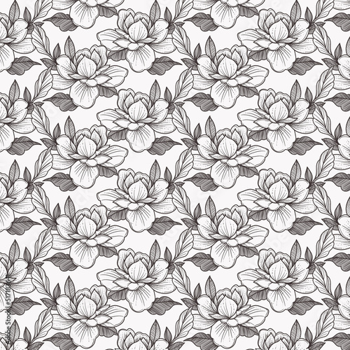 beautiful hand drawn flowers pattern background 