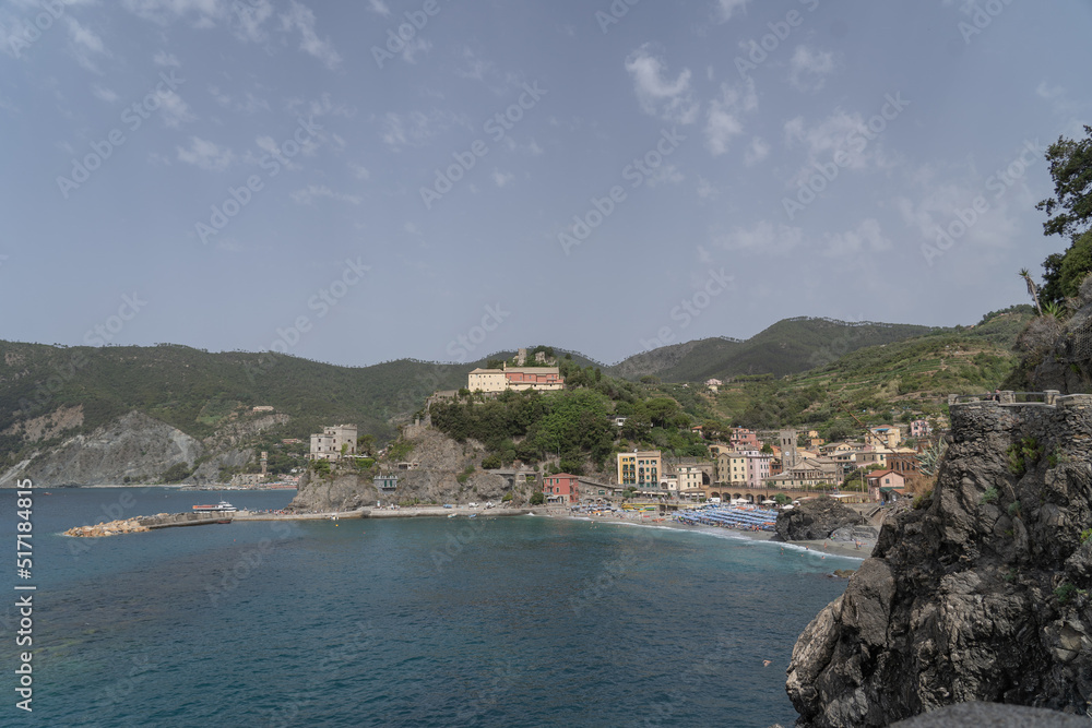 View over the sea and a village of cinque terre.