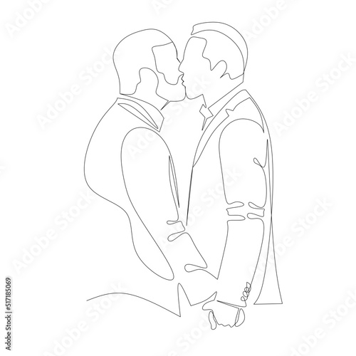 Happy couple vector illustration drawn in line art style © Nataliia