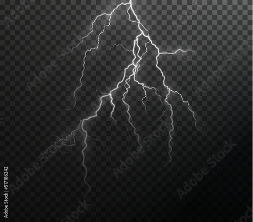 Light white isolated vector lightning png. Magic light abstract lines. Realistic natural lightning effects.	
