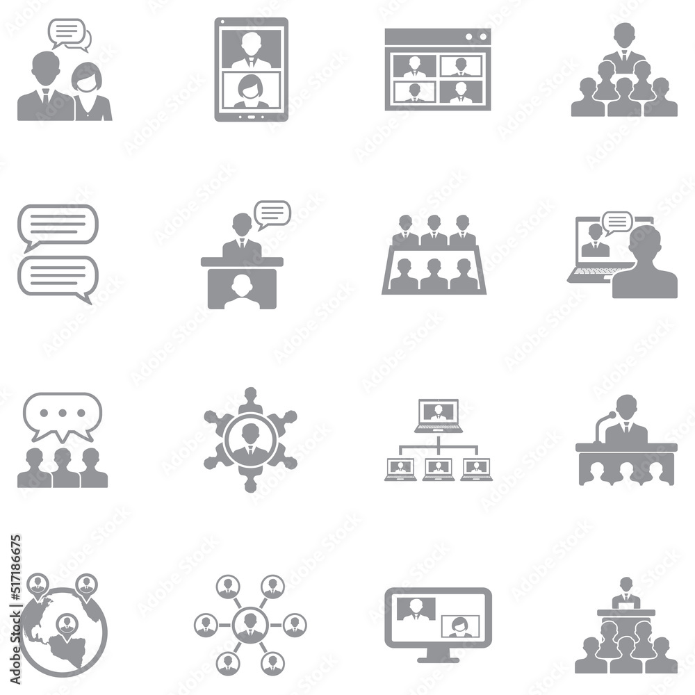 Discussion Icons. Gray Flat Design. Vector Illustration. Discussion Icons. Gray Flat Design. Vector Illustration.