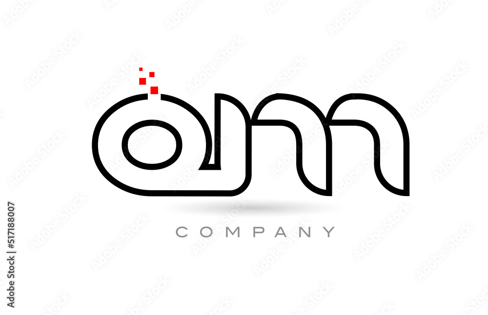Fototapeta premium QM connected alphabet letter logo icon combination design with dots and red color. Creative template for company and business