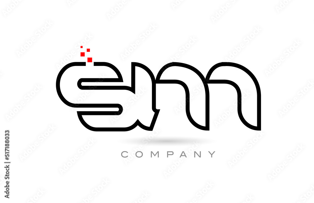 SM connected alphabet letter logo icon combination design with dots and red color. Creative template for company and business SM connected alphabet letter logo icon combination design with dots and red color. Creative template for company and business