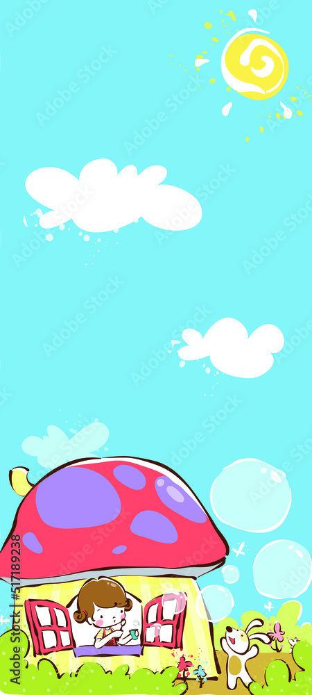 Fototapeta premium kids dream vertical illustrations school student cartoon school gate learning