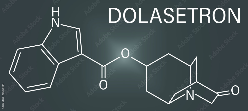 Fototapeta premium Skeletal formula of Dolasetron nausea and vomiting drug molecule.
