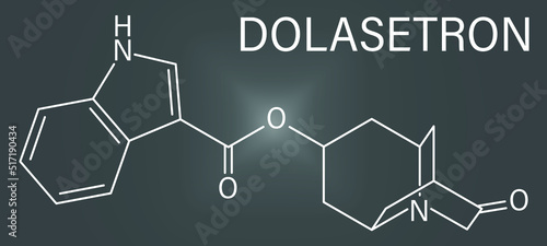 Skeletal formula of Dolasetron nausea and vomiting drug molecule.