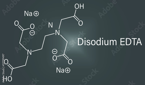 Skeletal formula of Disodium edetate  or disodium EDTA drug molecule. photo