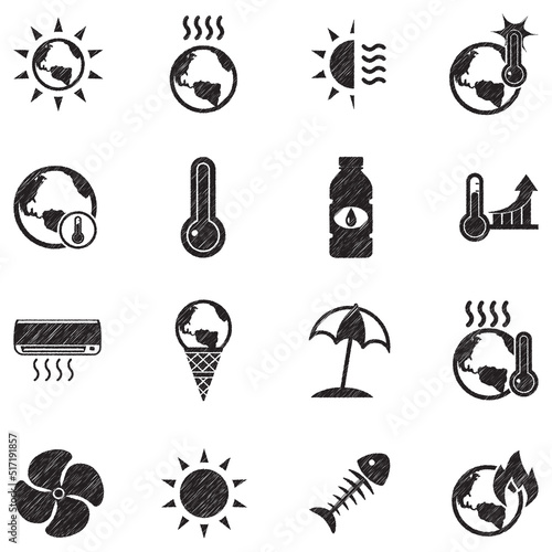 Photos Heatwave Icons. Black Scribble Design. Vector Illustration.