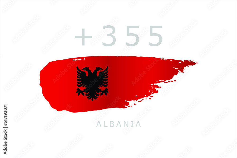 Unique brush style grunge flag of Albania with code area