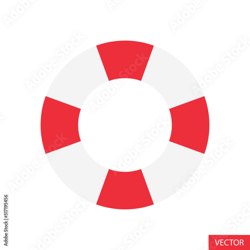 Red and White swim ring, Swimming ring, Life buoy vector icon in flat style design for website design, app, UI, isolated on white background. Vector illustration. 