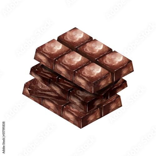 Chocolate bar watercolor vector on white background