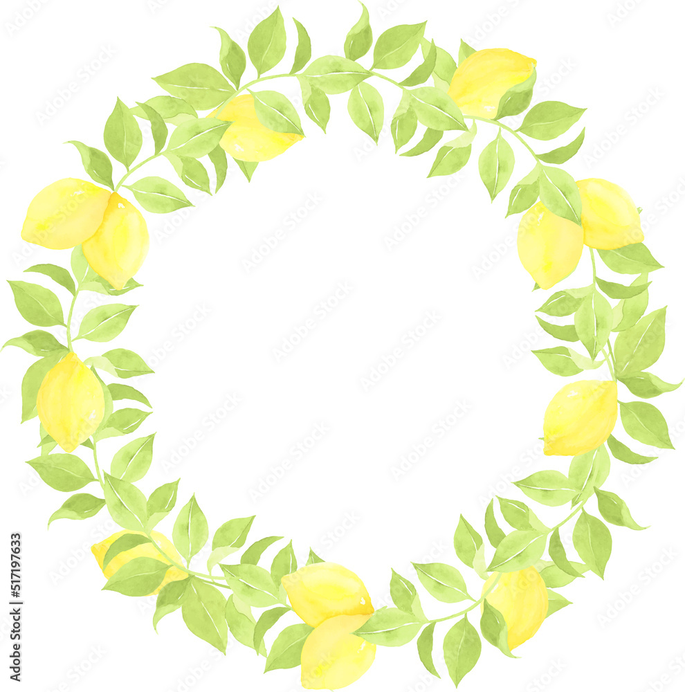 Naklejka premium 水彩で描いたレモンのフレーム