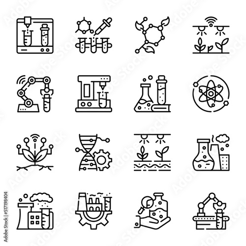 Trendy Line Icons of Lab Technology
