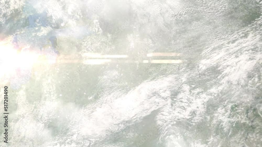 Earth zoom in from outer space to city. Zooming on Tver, Russia. The ...