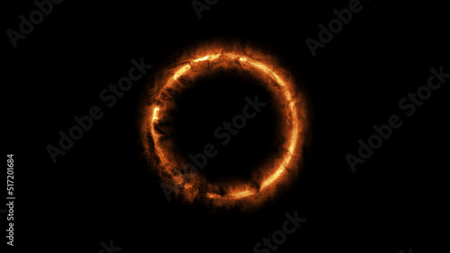 Geometric Minimalistic Background - Circle illustration with fire FX for scifi images and texts