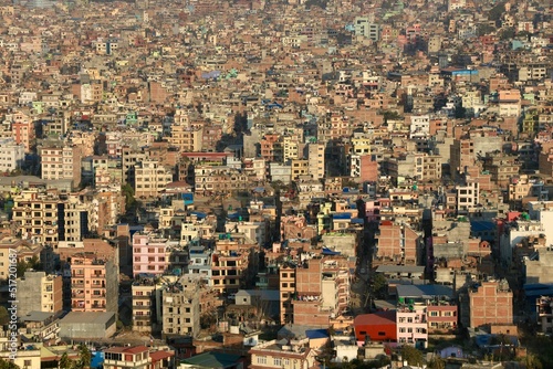 Photography City panorama with densely arranged buildings and narrow streets