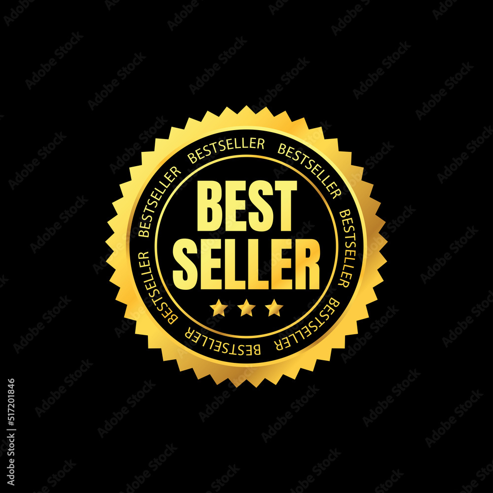 luxury gold Bestseller badge and label. vector template for logo, icon, sign, branding, marketing, label, mark, product, factory, website, education