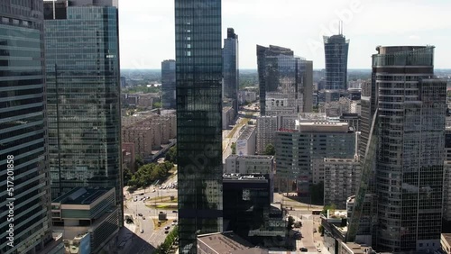 Arial view urban city buildings