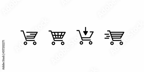 Shopping cart icon set. Vector different black shopping cart icons set.  flat style - stock vector.