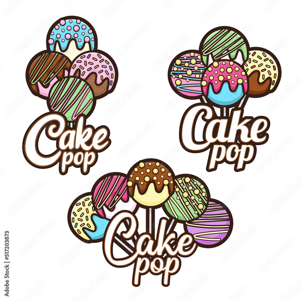 cute various color cake pop logo set Stock Vector Adobe Stock