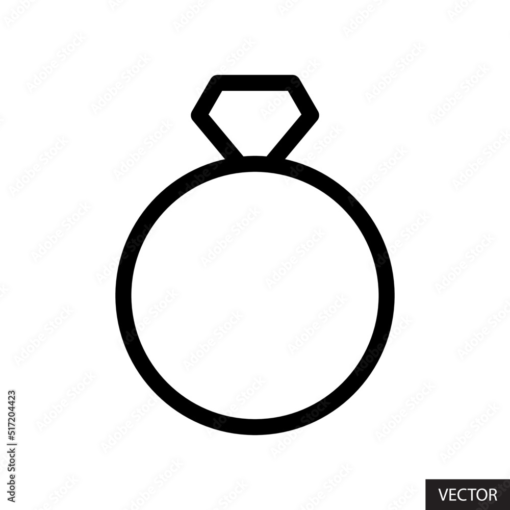 Wedding ring or Diamond ring vector icon in line style design for website design, app, UI, isolated on white background. Editable stroke. Vector illustration. Wedding ring or Diamond ring vector icon in line style design for website design, app, UI, isolated on white background. Editable stroke. Vector illustration.