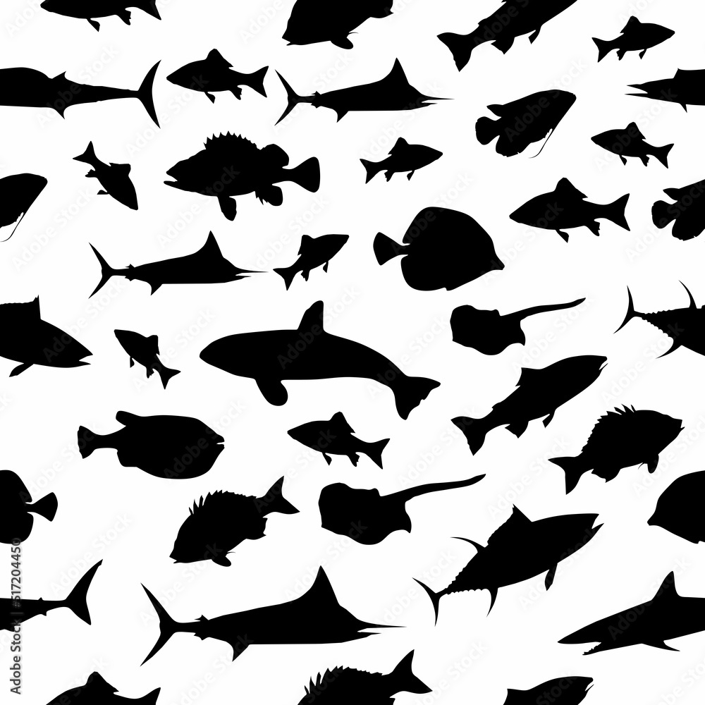 Fototapeta premium Seamless Pattern fish silhouette for background or fabric