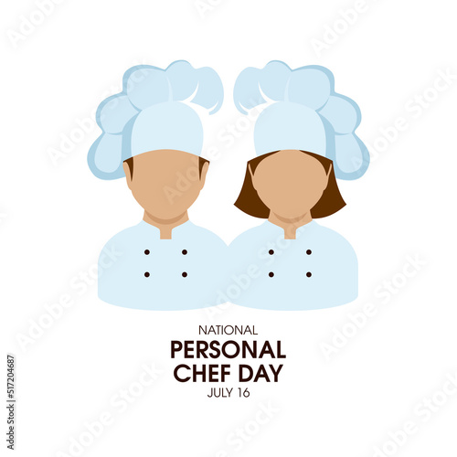 National Personal Chef Day vector. Female and male chef icon vector isolated on a white background. Woman and man chef avatar. July 16. Important day