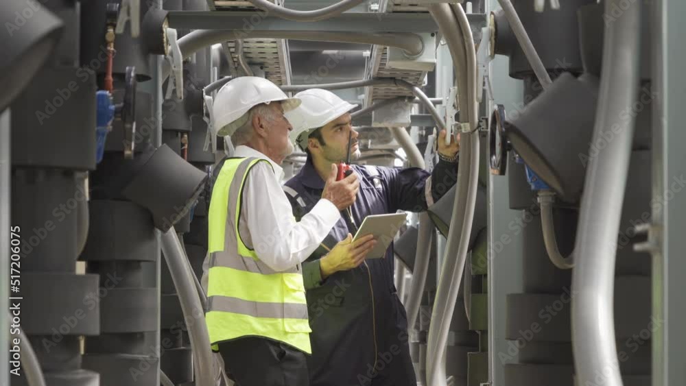 custom made wallpaper toronto digitalEngineer men or worker team, people working in industry factory. Chiller tower on rooftop building. System work machine. Condenser Water Supply pipe lines. Ventilation compressor