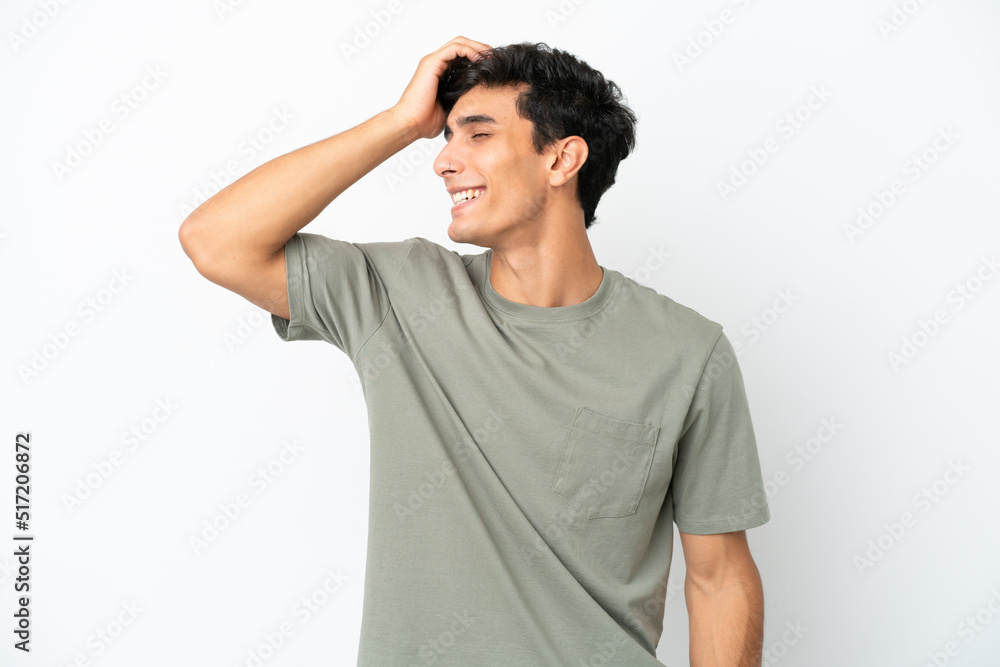 Young Argentinian man isolated on white background has realized something and intending the solution Young Argentinian man isolated on white background has realized something and intending the solution