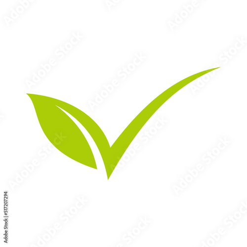 Check mark Green Leaf Environment Icon Vector Logo Template