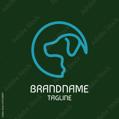 Simple line illustration of dog head circular logo design. EPS8