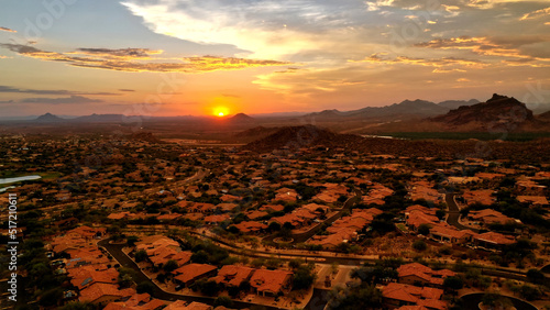 A high definition aerial shot of Las Sendas in east Mesa Arizona. 