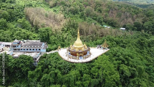 Aerial footage of the Bandarban Golden Temple and its surroundings in Bandarban, Bangladesh. photo