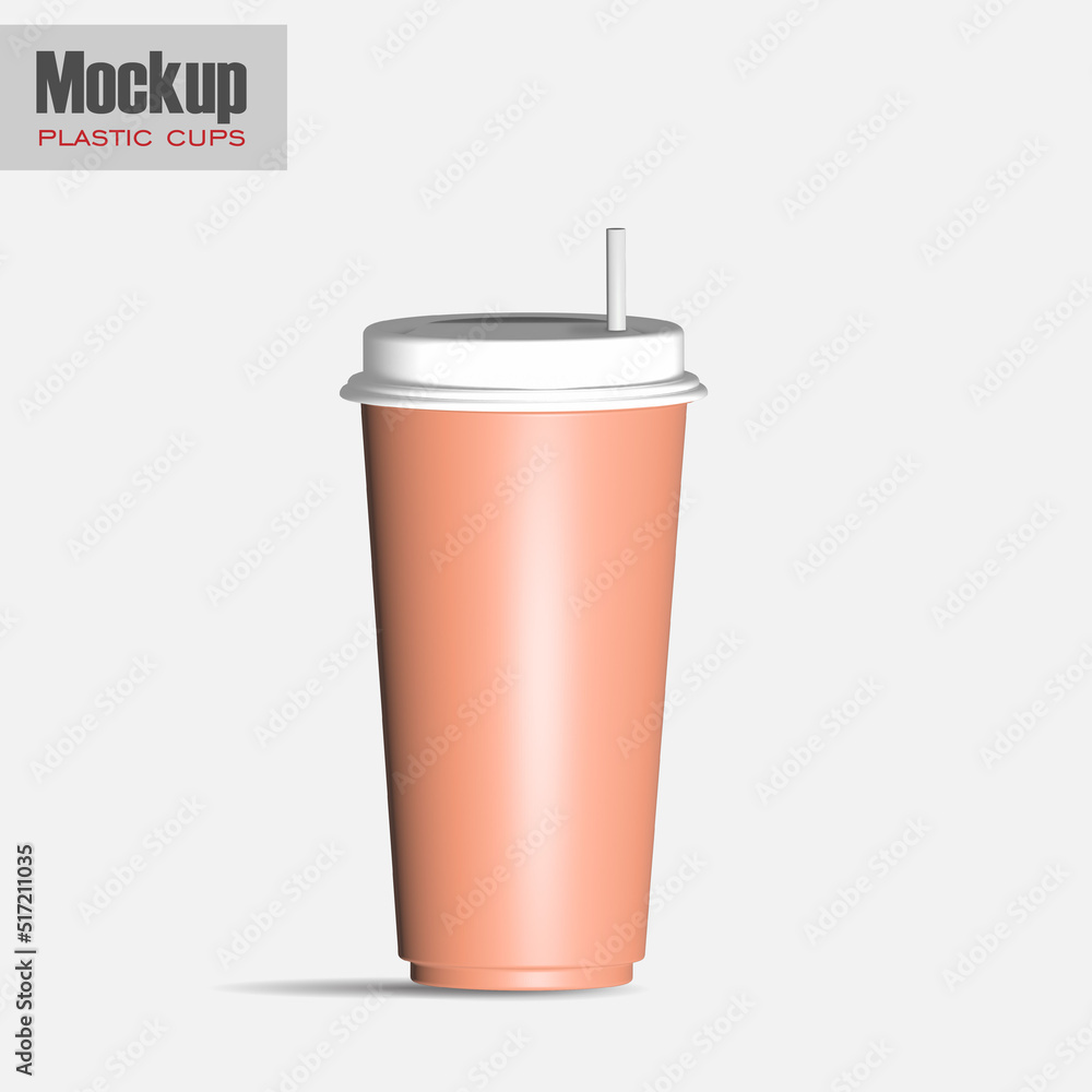 realistic blank mockup of paper cups with plastic lids, hot coffee mugs, White plastic disposable cup with lid for cold beverage - soda, ice tea or coffee, cocktail, milkshake, juice. 3d illustration realistic blank mockup of paper cups with plastic lids, hot coffee mugs, White plastic disposable cup with lid for cold beverage - soda, ice tea or coffee, cocktail, milkshake, juice. 3d illustration