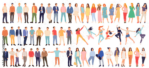 set of people, in flat style, isolated, vector