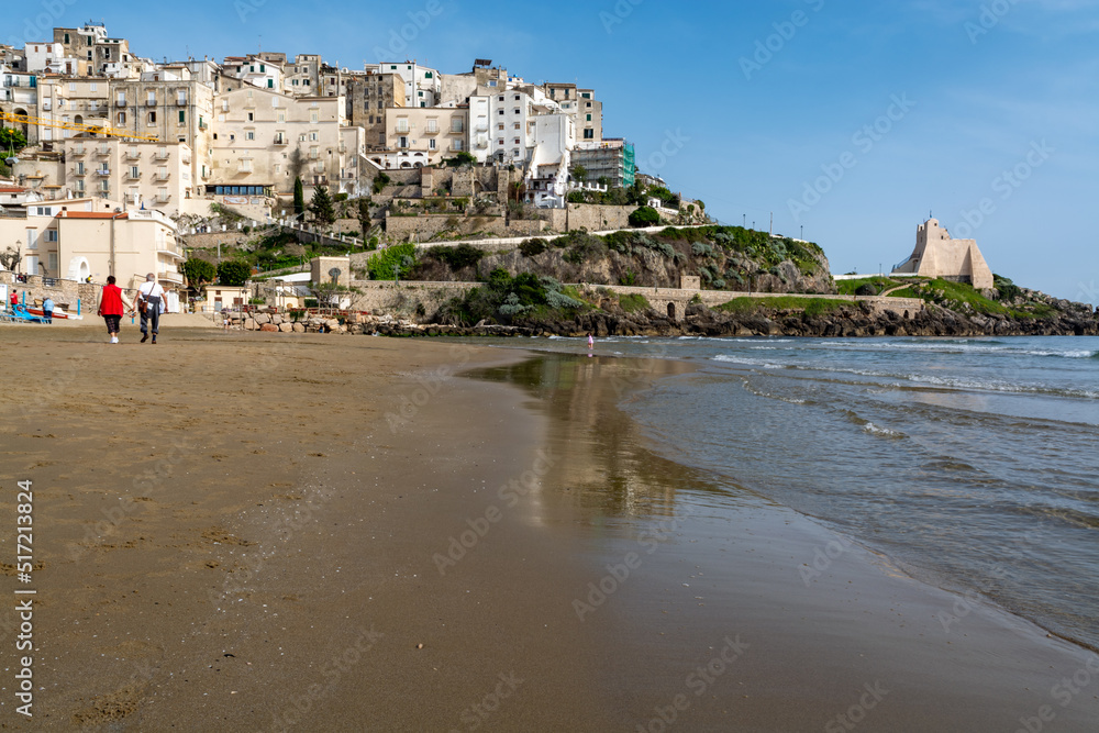 Summer vacation destination on Tyrrhenien sea old village Sperlonga with sandy beaches and old white houses