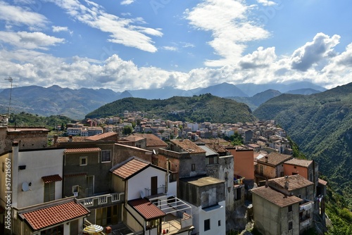 Panoramic view of Grisolia, village of Calabrian region, Italy