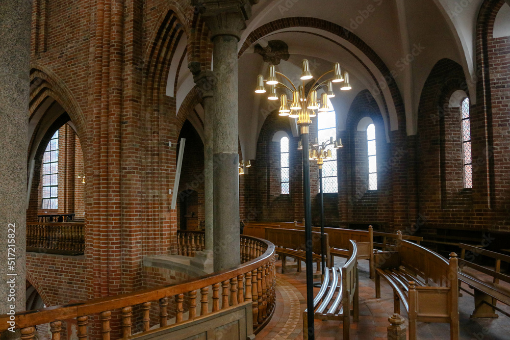 Interior of Roskilde Cathedral in Denmark