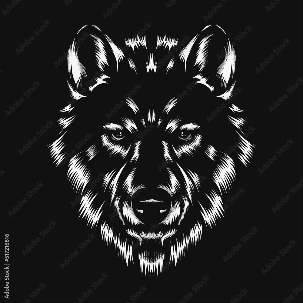 wolf head vector hand drawn. Vector illustration wolf head vector hand drawn. Vector illustration