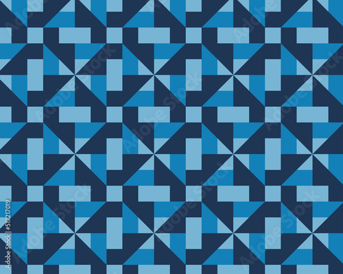 Geometric abstract seamless blue color pattern, background