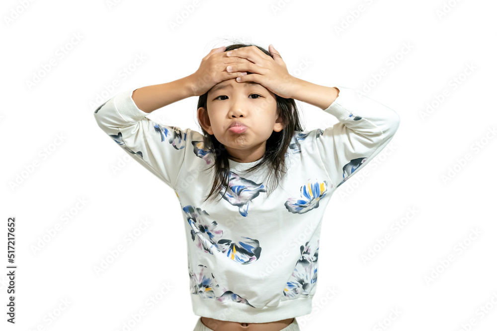little girl sad face looking at camera school concept back to school white background little girl sad face looking at camera school concept back to school white background