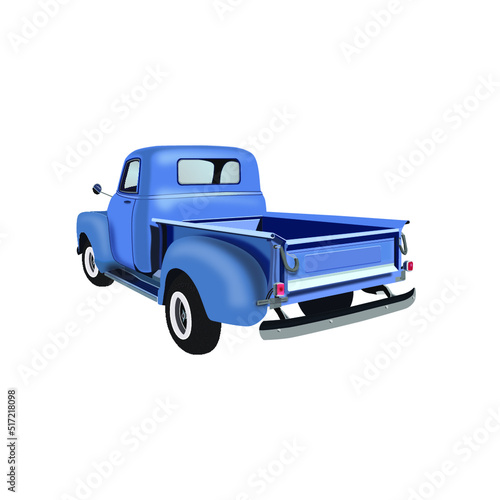 Blue Truck Isolated on White