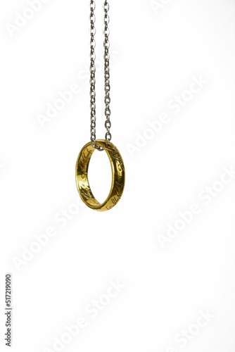 Foto Ring on a chain from lord of the rings, isolated on white backround