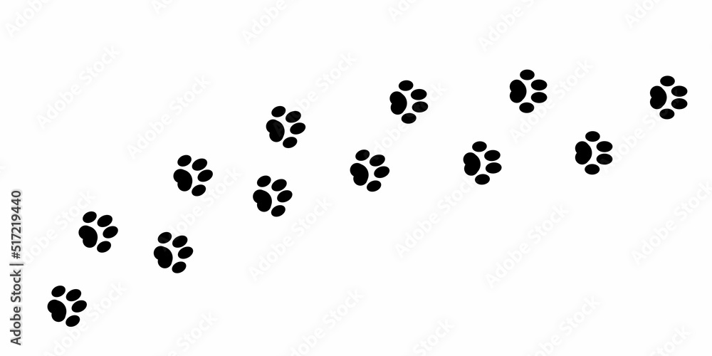 Animal paw prints. Vector illustration. Paw print foot trail. Dog, cat paw print. animal foot print. animal print.
